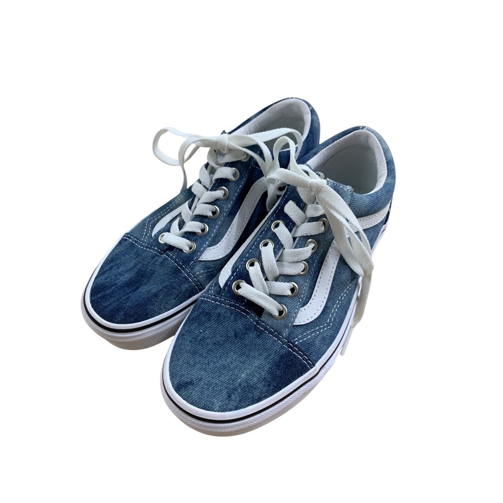 Vans Old Skool Denim Blue Sneakers Casual Lace Up Shoes Women's Size 5.5